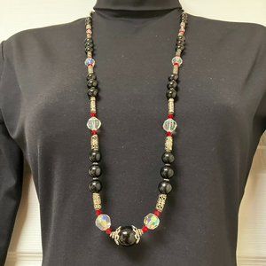 Gemstone and Crystal 34 inch Necklace Handmade NEW Gift Box Included